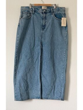 Universal Thread Medium Wash Front Slit Denim Maxi Skirt Women Size 16